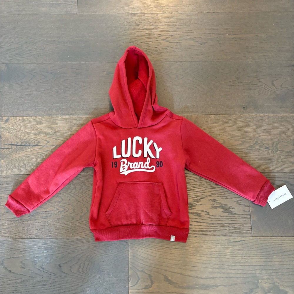 Lucky brand red kids unisex hoodie sz 3T NWT retail $72